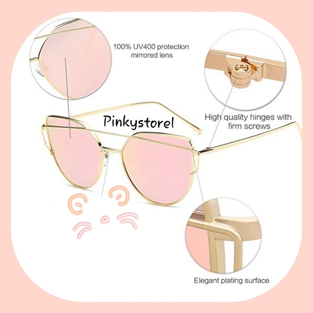 🍑Rose Peach Mirror Cat Eye Sunglasses🍑 - Picture 7 of 7